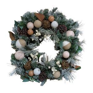Member's Mark 70 LED Pre-Lit Decorated Evergreen Wreath, 32"